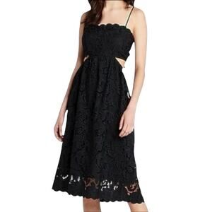 NWT Express Black Lace Tie Back Side Cut Out Sleeveless Midi Dress Size XL